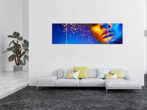 Obraz - Body art, zlato-modrá kombinace (170x50 cm)