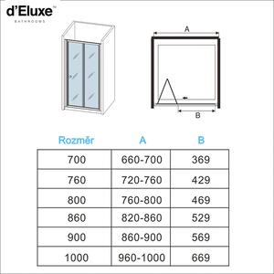 D‘Eluxe Sprchové dveře BIFOLD OJ12 90x185cm, Skládací, čiré sklo, 6mm