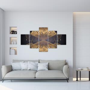 Obraz - Zlatá mandala s šípy (125x70 cm)
