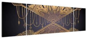 Obraz - Zlatá mandala s šípy (170x50 cm)