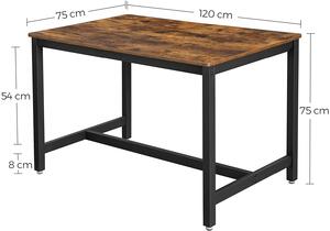 VASAGLE Jídelní stůl kovové nohy 120 x 75 x 75 cm
