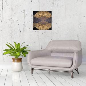 Obraz - Zlatá mandala s šípy (30x30 cm)
