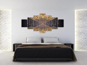 Obraz - Zlatá mandala s šípy (210x100 cm)