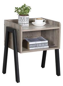 VASAGLE Kovový noční stolek šedý dub 42 x 52 x 35 cm
