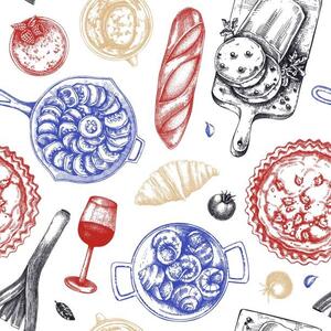 Ilustrace French food seamless pattern, Ievgeniia Lytvynovych