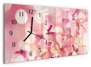 Skleněné hodiny horizontální Orchideje zsppc-60x30-00295365