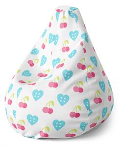 Sablio Sedací vak Pear Třešně a srdce - 70 x 95 x 15 cm