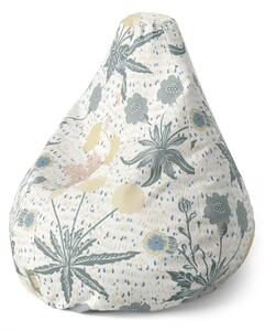 Sablio Sedací vak Pear Šedé květiny - 70 x 95 x 15 cm