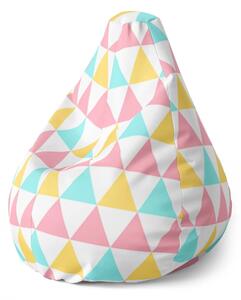 Sablio Sedací vak Pear Tříbarevné trojúhelníky - 70 x 95 x 15 cm