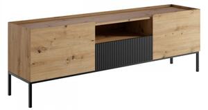 Moderní TV skříňka Zulek 180 2D1SZ, Barva: dub artisan / dub artisan + černá Mirjan24 5903211407703