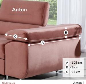 Akce - sedací souprava ANTON, rozkládací, rohová + potahový materiál: látka SORO 93, šedá na úvodní fotce, roh: levý