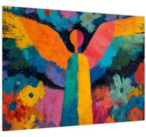 Obraz - Abstraktní anděl s květinami (70x50 cm)