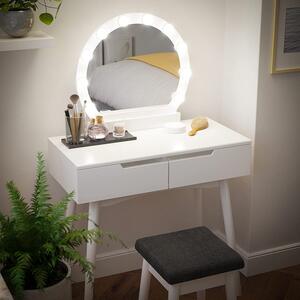 SONGMICS Toaletní stolek s kulatým zrcadlem a osvětlením bílý