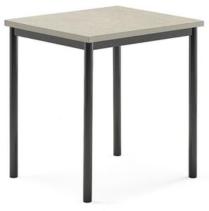 AJ Produkty Stůl SONITUS, 700x600x720 mm, antracitově šedé nohy, deska s linoleem, šedá