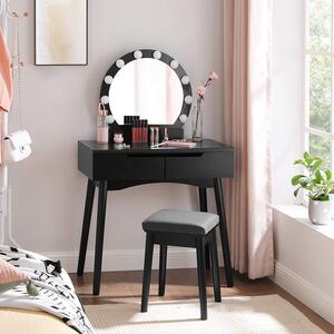 SONGMICS Toaletní stolek s kulatým zrcadlem a osvětlením černý