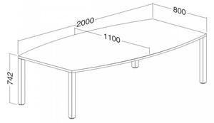 Jednací stůl ProOffice 200 x 110 cm