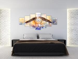 Obraz - Lapač snů s peříčky (210x100 cm)