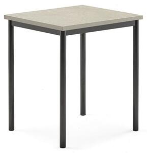 AJ Produkty Stůl SONITUS, 700x600x760 mm, antracitově šedé nohy, deska s linoleem, šedá
