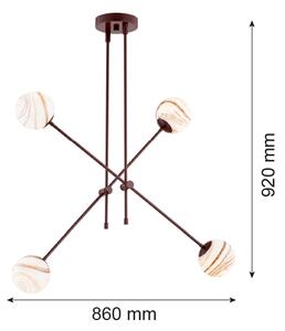Argon 1842 - Lustr na tyči ABSOS 4xE14/7W/230V alabastr hnědá