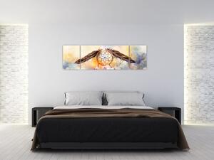 Obraz - Lapač snů s peříčky (170x50 cm)