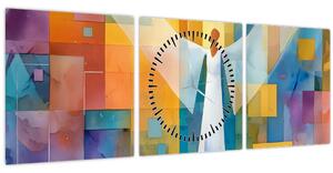 Obraz - Geometrický anděl (s hodinami) (90x30 cm)