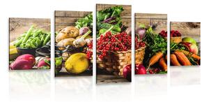 5-dílný obraz čerstvé ovoce a zelenina Varianta: 100x50