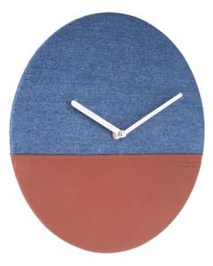 Nástěnné hodiny Leather & Jeans 30 cm Karlsson (Barva - modrá, hnědá)