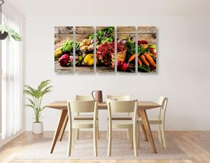 5-dílný obraz čerstvé ovoce a zelenina Varianta: 100x50