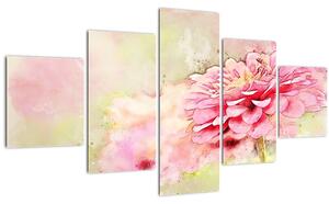 Obraz - Růžová květina, aquarel (125x70 cm)