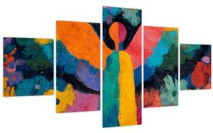 Obraz - Abstraktní anděl s květinami (125x70 cm)