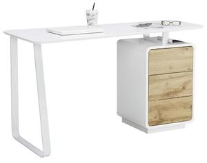 PSACÍ STŮL, bílá, barvy dubu, 140/44-60/76 cm Xora - Psací stoly