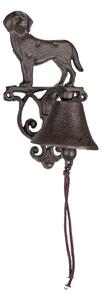 Hnědo černý litinový nástěnný zvonek s pejskem L - 14*14*25 cm