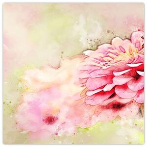 Obraz - Růžová květina, aquarel (30x30 cm)