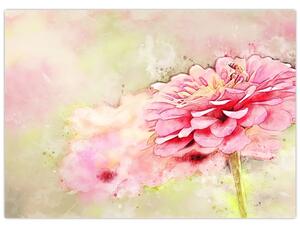 Obraz - Růžová květina, aquarel (70x50 cm)