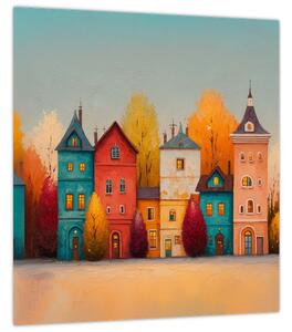 Obraz - Podzimní vesnice (30x30 cm)