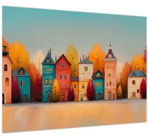Obraz - Podzimní vesnice (70x50 cm)