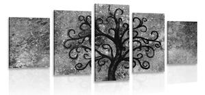 5-dílný obraz černobílý strom života Varianta: 200x100