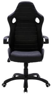 HERNÍ ŽIDLE, vzhled kůže, černá, bílá Xora - Otočné židle