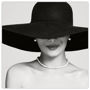 Obraz - Žena s kloboukem (30x30 cm)