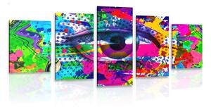 5-dílný obraz lidské oko v pop-art stylu