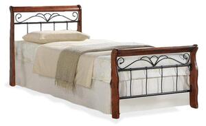 Kovová postel Verona 90x200, třešeň, černá, vč.roštu,bez matrace