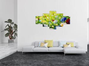 Obraz rozkvetlé louky, olejomalba (125x70 cm)