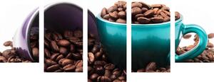 5-dílný obraz šálky s kávovými zrnky Varianta: 100x50