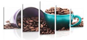 5-dílný obraz šálky s kávovými zrnky Varianta: 100x50