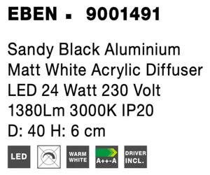 LED stropní svítidlo Eben 40 černé