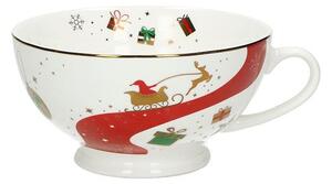 Vánoční snídaňový šálek na čaj, cappuccino ALLELUIA BRANDANI (barva - porcelán, bílá/červená/zlatá)