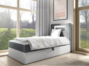 Kontinentální jednolůžková postel Junior Ribezo 1, Strana: pravá, Rozměr postele: 100x200, Barva:: ekokoža Soft 017 (biała) + Fresh 14 Mirjan24 5903211202902