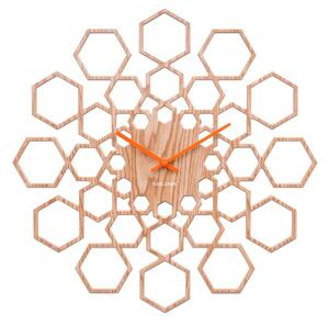 Nástěnné hodiny Sunshine Hexagon 48 cm Karlsson * (Barva - hnědá, dekor dřeva)