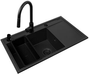 Set - PYRAMIS CAMEA (79X50) 1B 1D L dřez + baterie IDEA BLACK EDITION - 070168402BE - Volcano