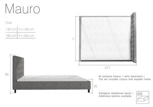 Eltap postel MAURO, čalouněná + šíře postele: 140 x 200 cm, materiál: šedá látka SAWANA 21